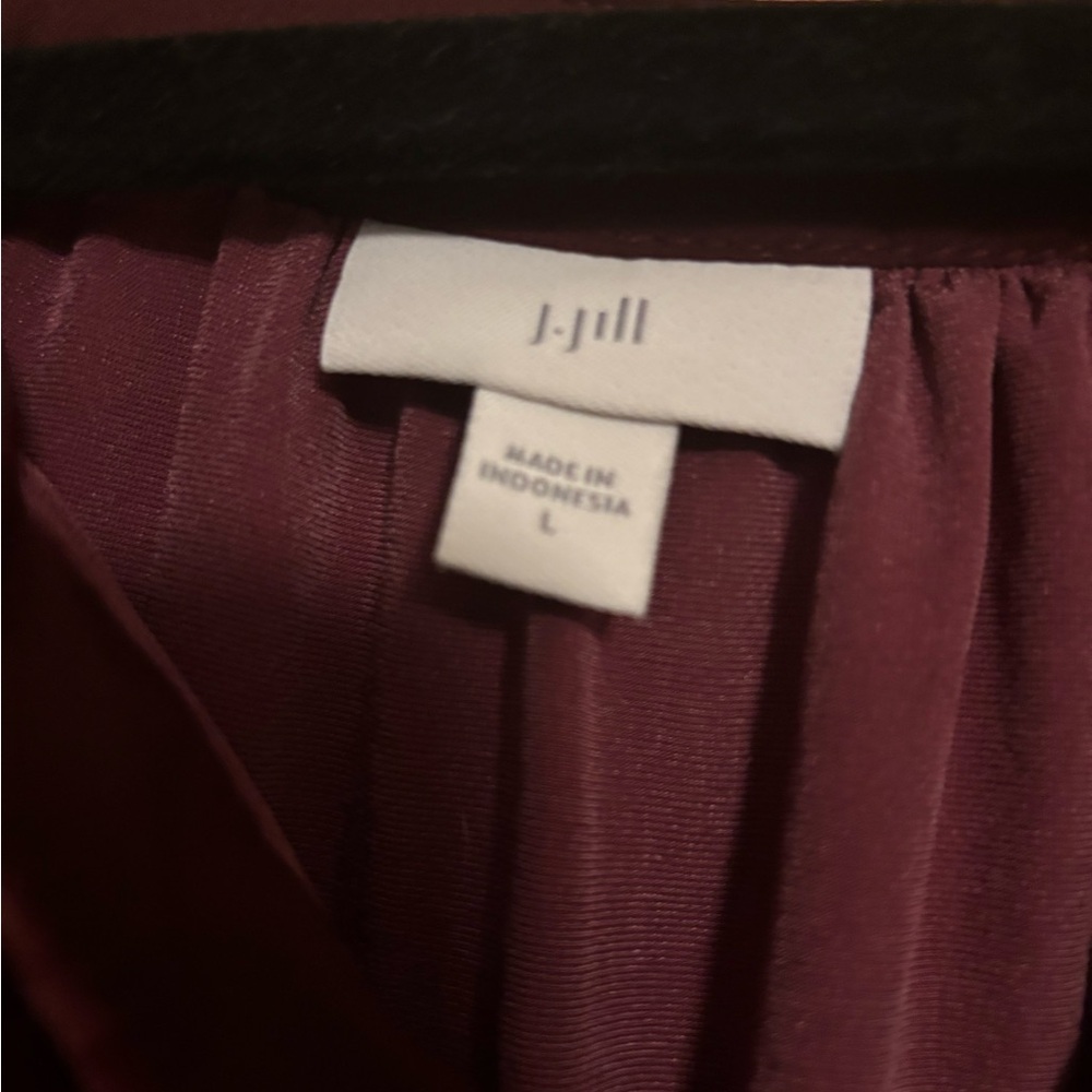 J. Jill Velvet Button-Up Blouse in Deep Burgundy - Picture 2 of 4